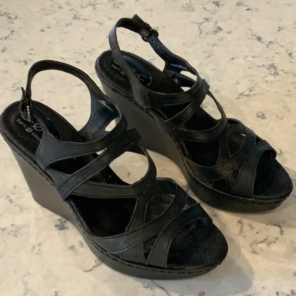 BOC black wedge sandals, size 9.